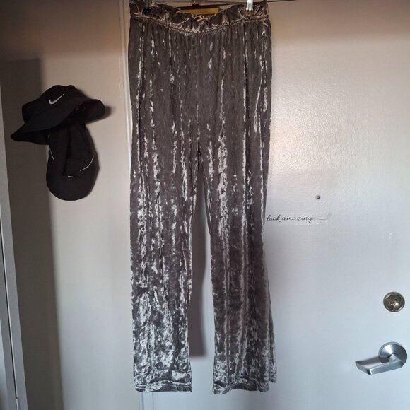 ACX Active Women's Silver Crushed Velour Sport Pants Sz L 30 Inseam Y2K - Picture 6 of 7